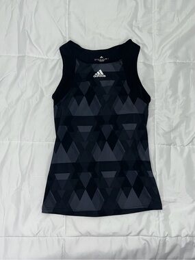 Adidas Black And Grey Geometric Pattern Tank Top Women’s Size XS Athletic Active